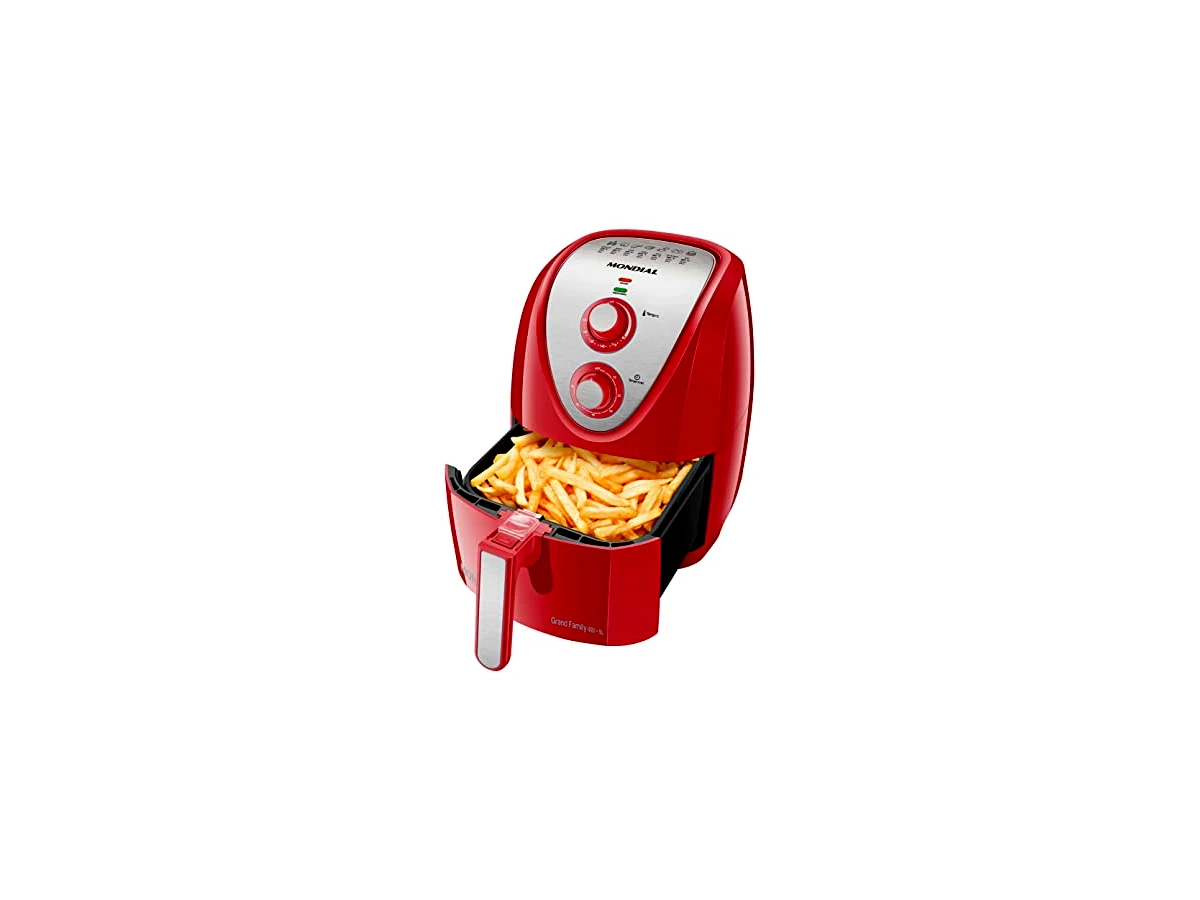 Revisão Fritadeira Elétrica sem Óleo Air Fryer Mondial Grand Family Inox Red 5L AFN-50-RI: estilo vibrante e alto desempenho para lares médios