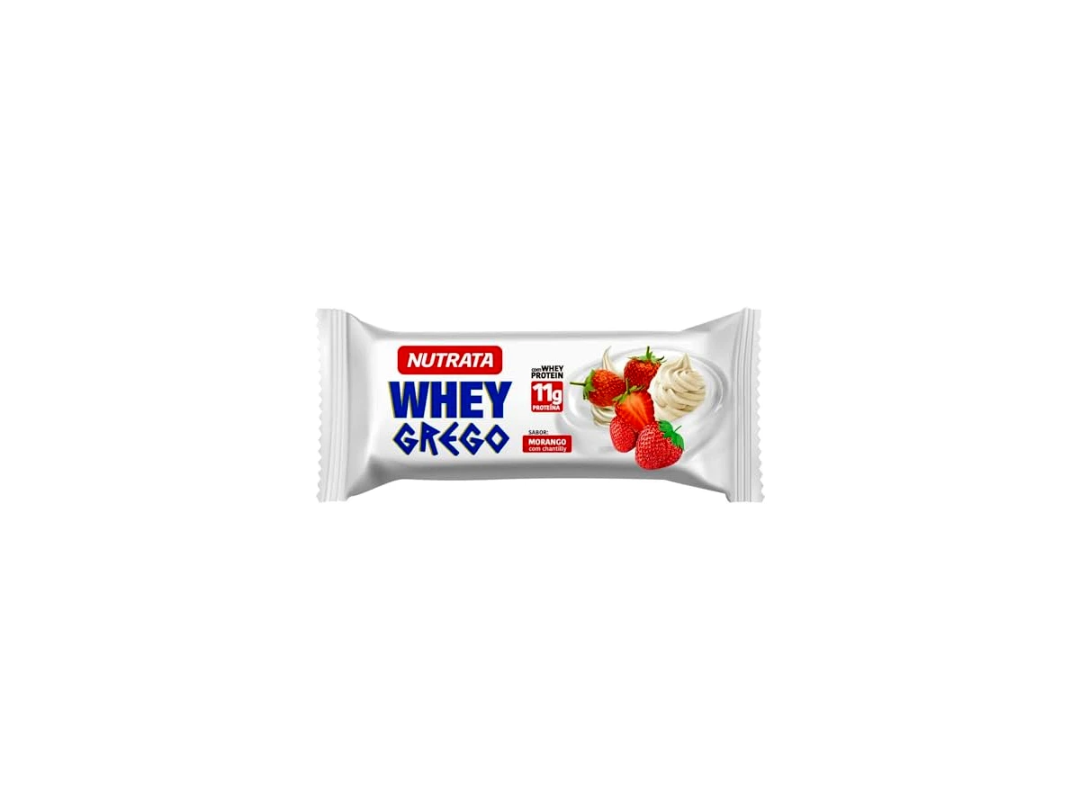 Revisão Barra de Proteína Nutrata Whey Grego Bar Sabor Morango com Chantilly (40g): a melhor opção para quem não gosta de barras borrachudas