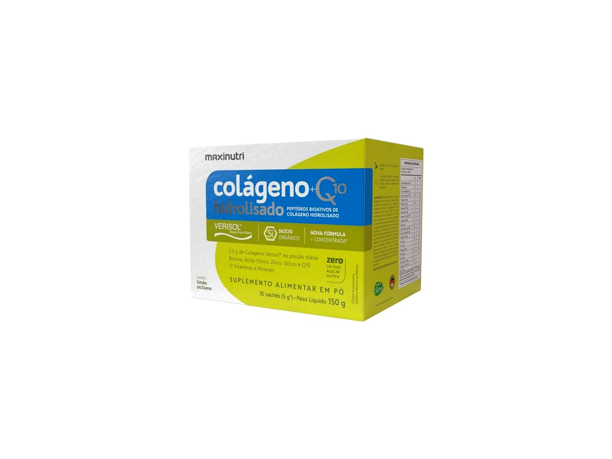 Maxinutri Colágeno Hidrolisado 2 em 1 Verisol + Coenzima Q10 Sabor Limão Siciliano
