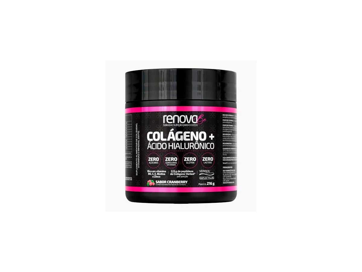 Renova Be Colágeno Verisol + Ácido Hialurônico Haplex Plus Sabor Cranberry