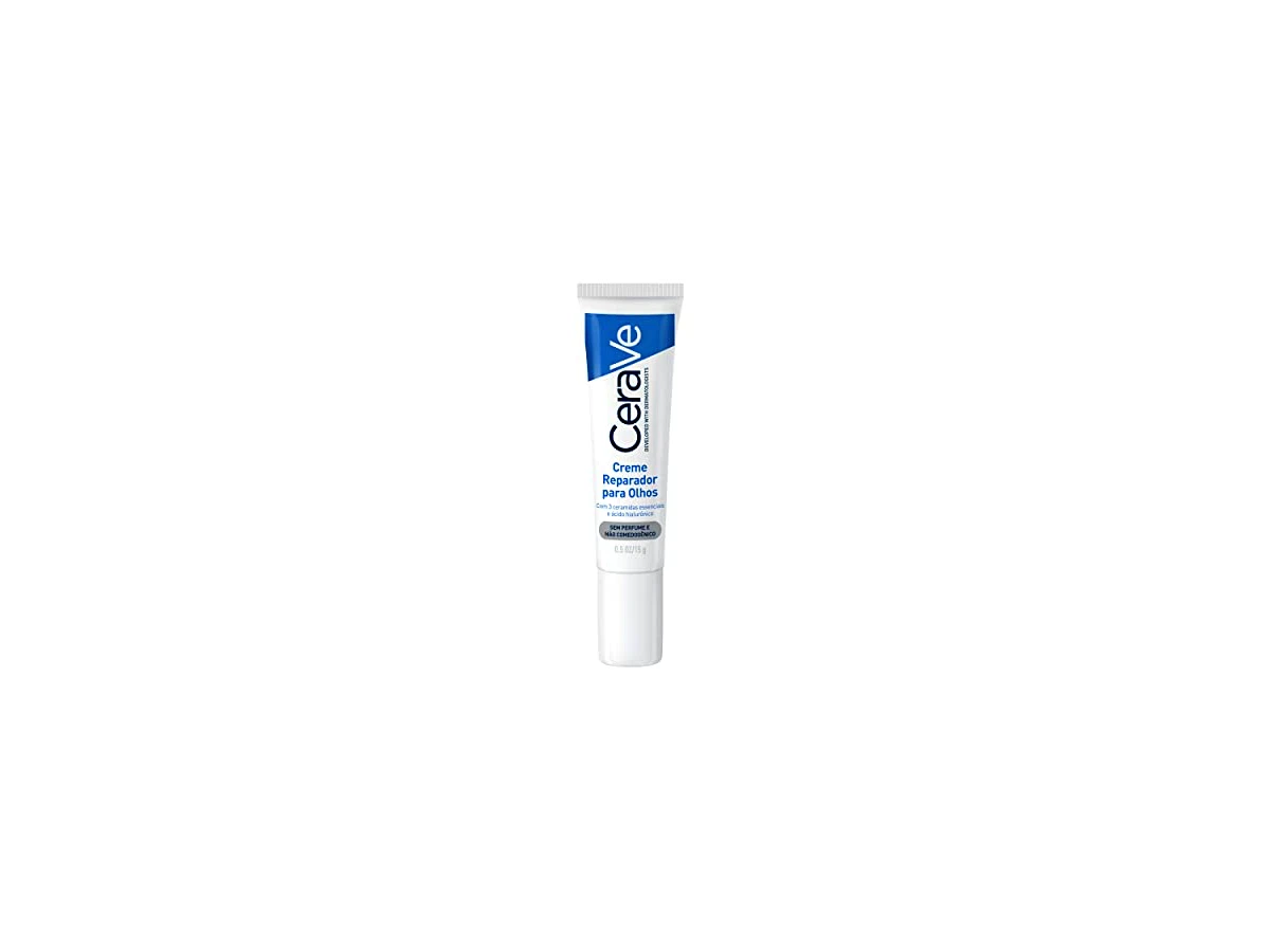 CeraVe Creme Reparador para Olhos, com 3 Ceramidas Essenciais e Ácido Hialurônico, Hidrata e Restaura a Barreira Protetora, Reduz Olheiras e Bolsas, Sem Perfume e Não Comedogênico, 15g