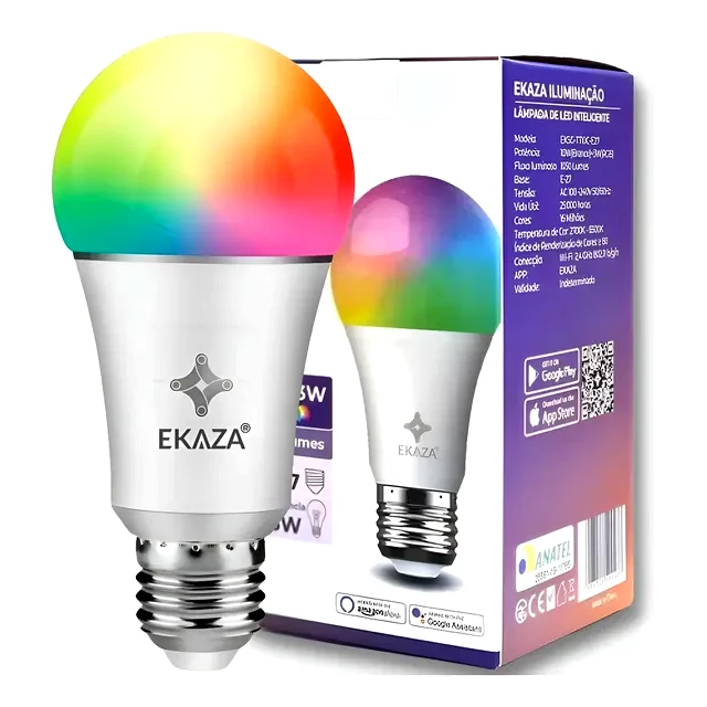 Lâmpada Inteligente Ekaza LED Wi-Fi 9W Ekhm-T609