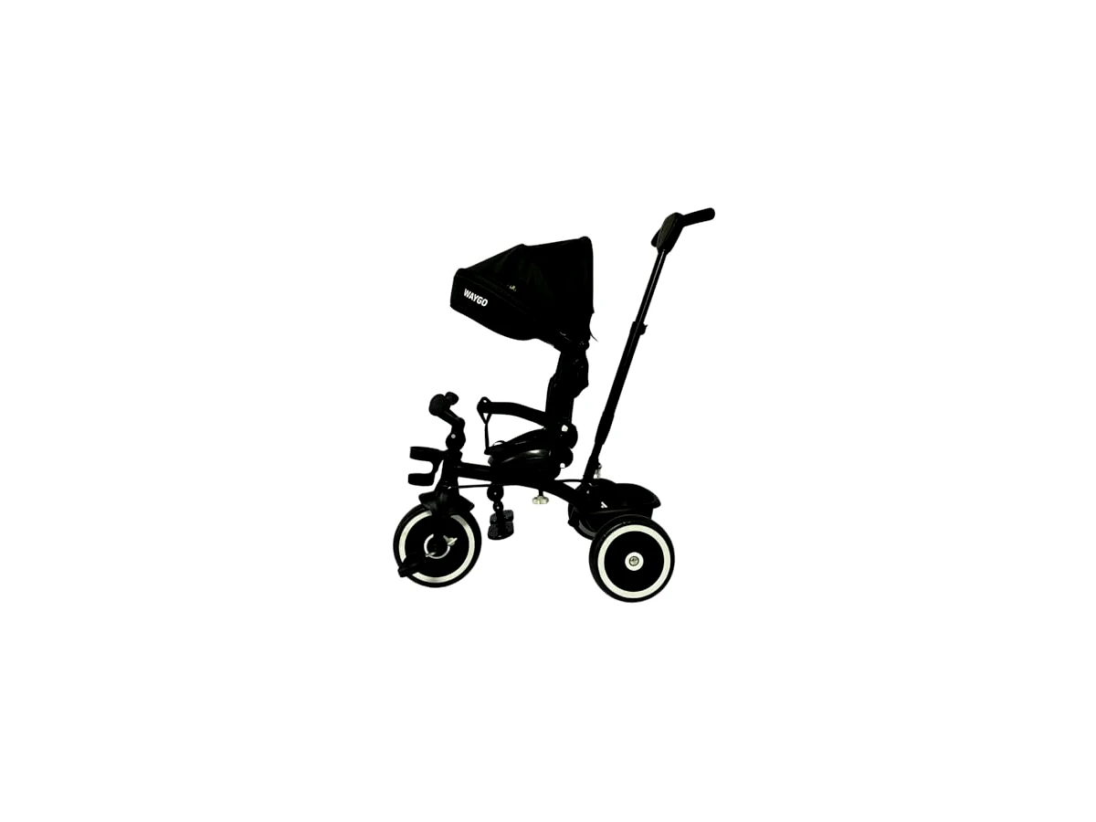 Triciclo Infantil Com Empurrador 2 em1 Waygo Preto Maxi Toys