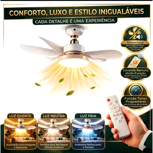 Ventilador de Teto Sayonara 6 Pás LED