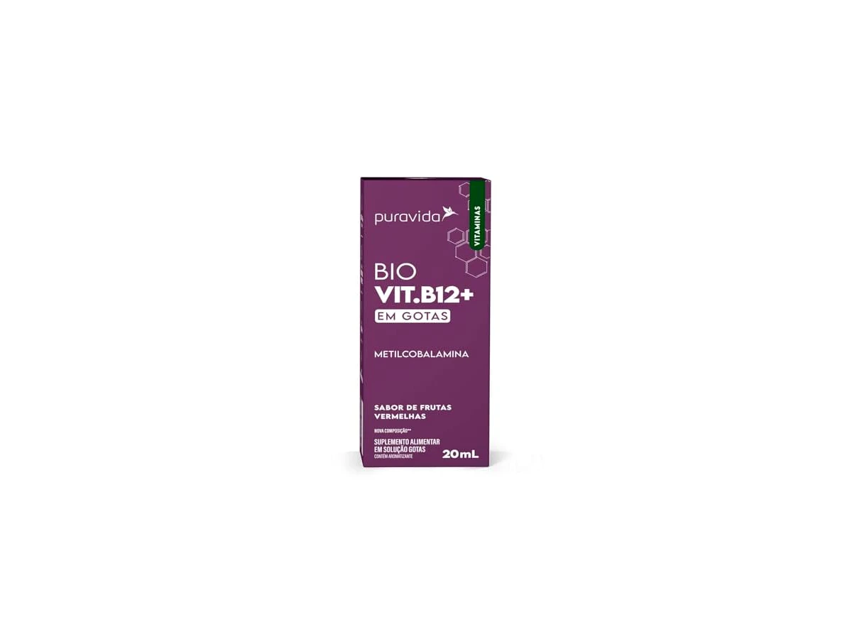 Puravida Vitamina B12 Metilcobalamina Líquida em Gotas Sabor Frutas Vermelhas 20ml